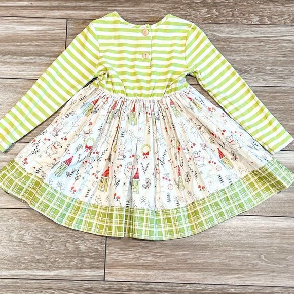 Ricrac & Ruffles Holiday Wreath Appliqué Dress, Size 4T - Picture 4 of 4